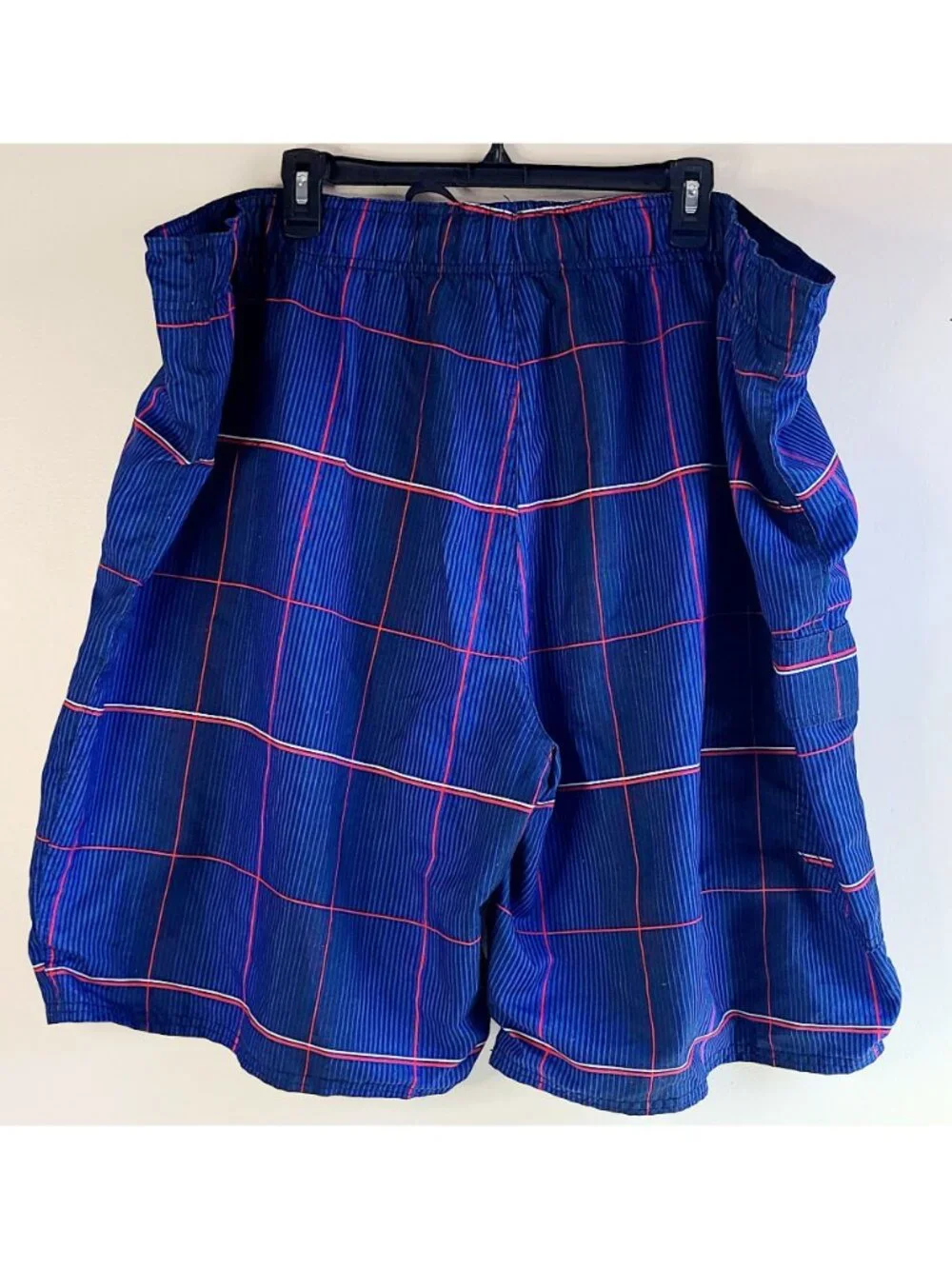Op Ocean Pacific Men's 3XL Blue Plaid Striped Swim Trunks Pockets & Mesh Lining